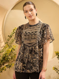 Antheaa Floral Emboridered Kimono Sleeve Top