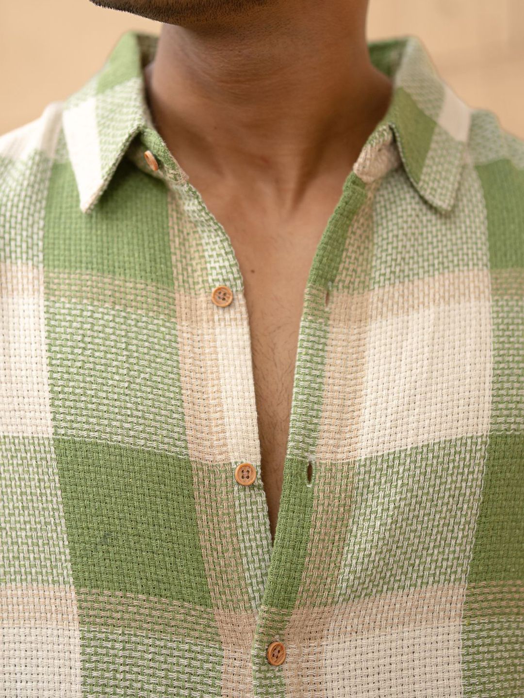 Powerlook Men Green Structured Checks Shirt