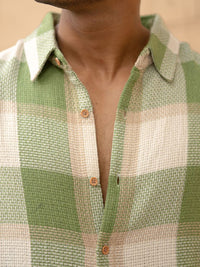 Powerlook Men Green Structured Checks Shirt