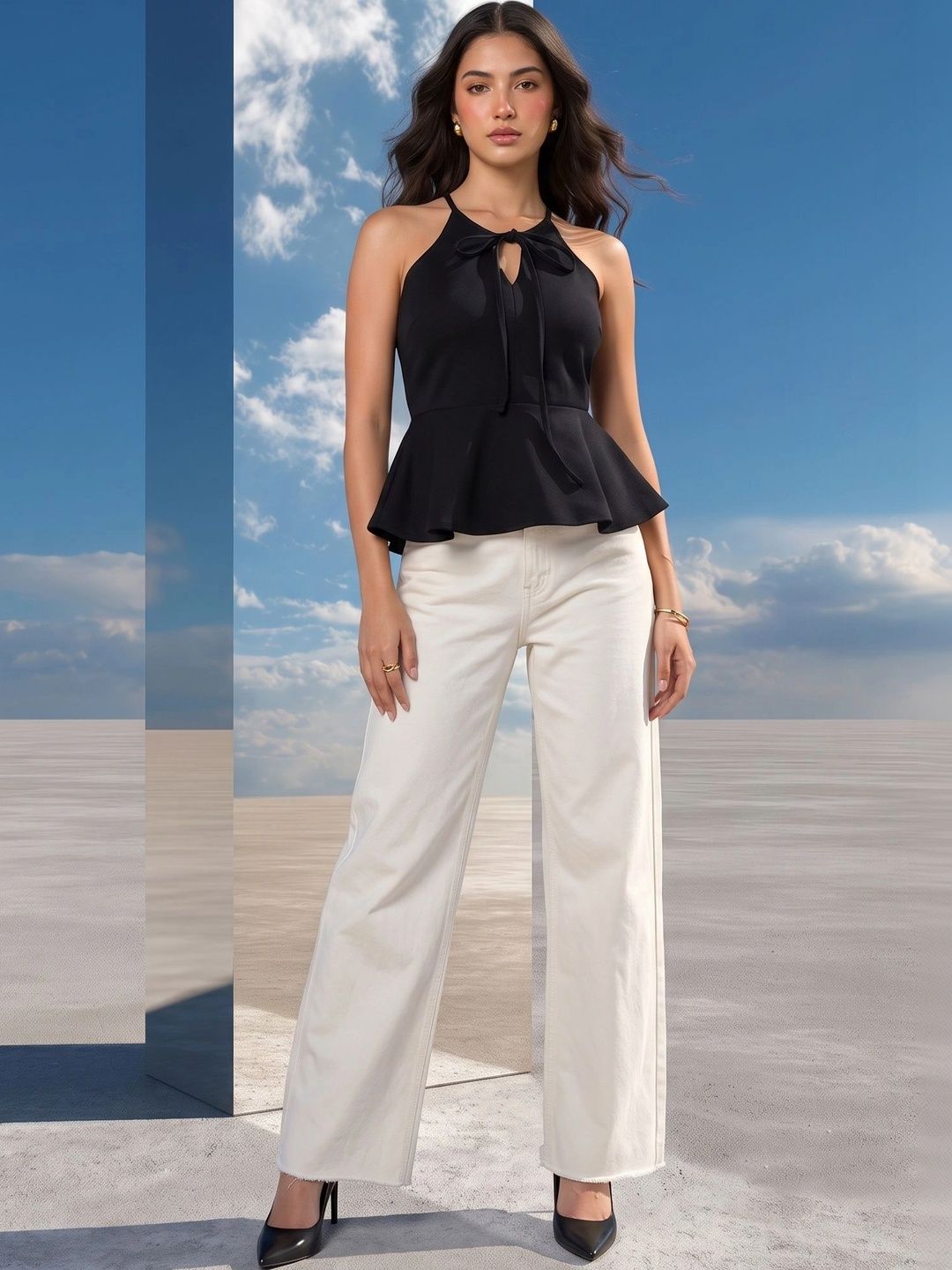 Mamicha Halter Neck Peplum Top