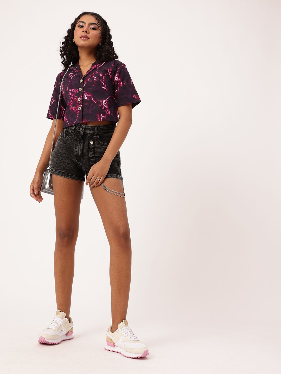 DressBerry Electric Escape Boxy Crop Shirt