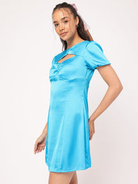 DressBerry Cut Out Detailed Ruched Satin Dress