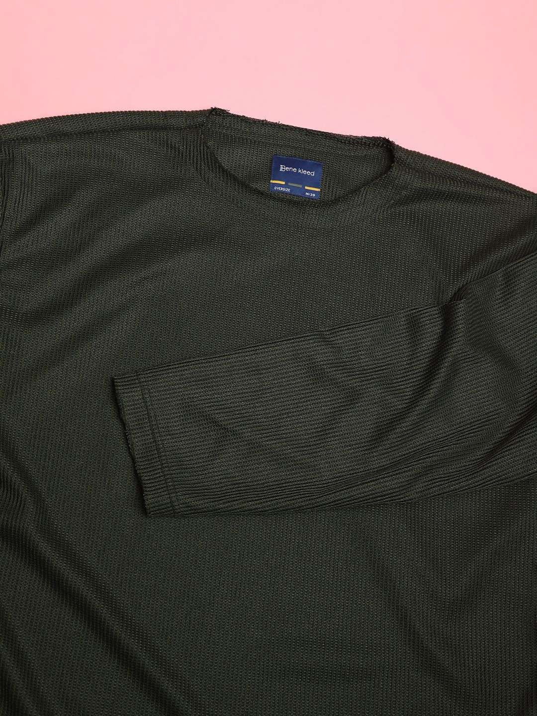 Bene Kleed Men Self Design Oversized T-shirt