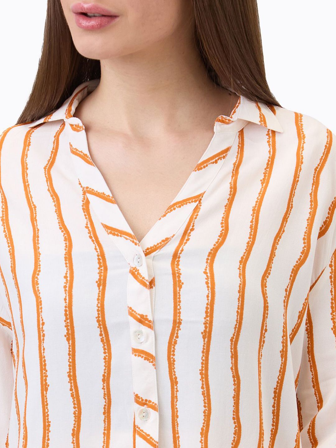 SPYKAR Women Spread Collar Vertical Striped Casual Shirt