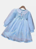 YK Girls Peter Pan Collar Puff Sleeve Fit & Flare Dress