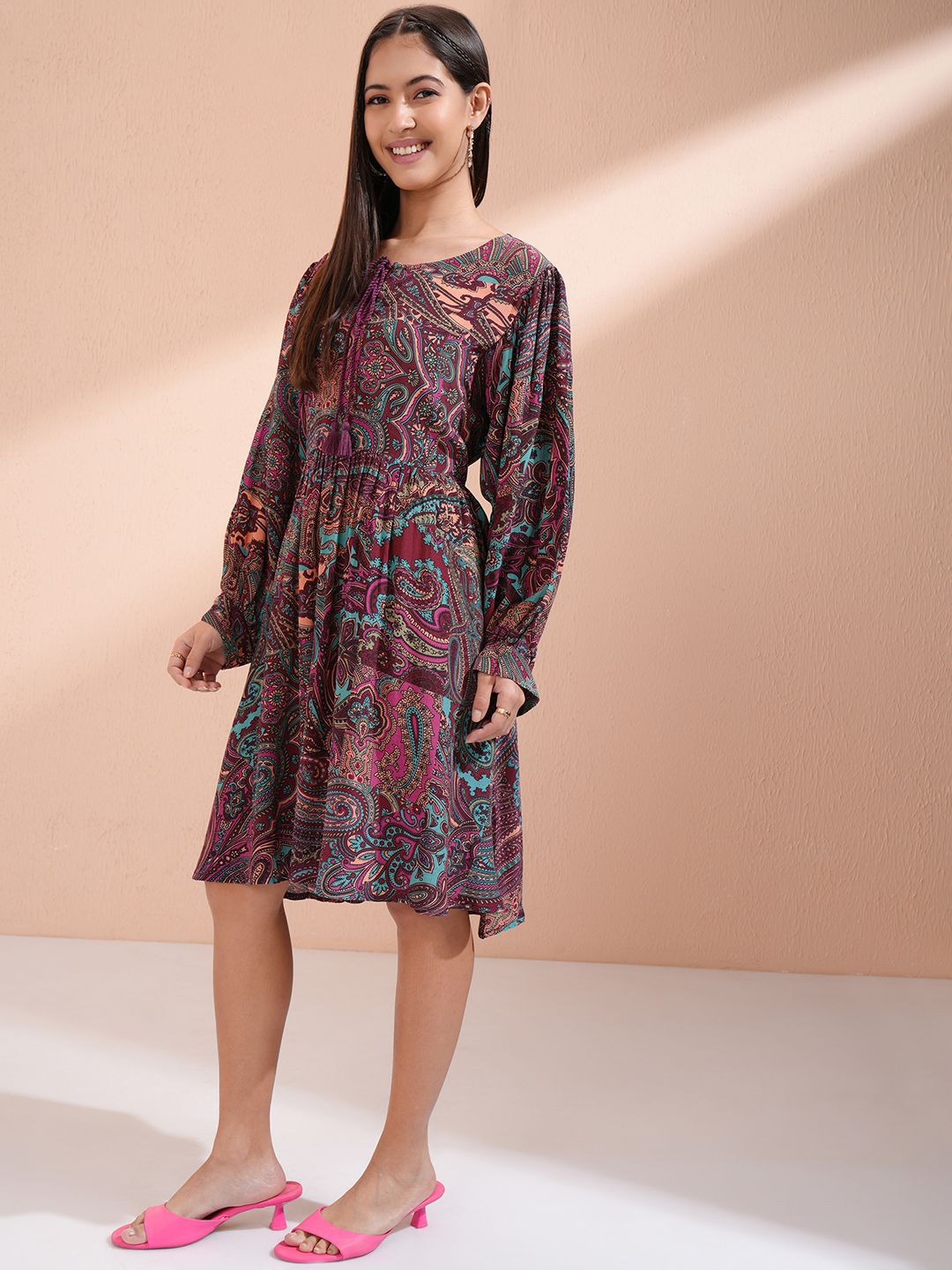 Vishudh Women Ethnic Motifs Printed Fit & Flare Dress