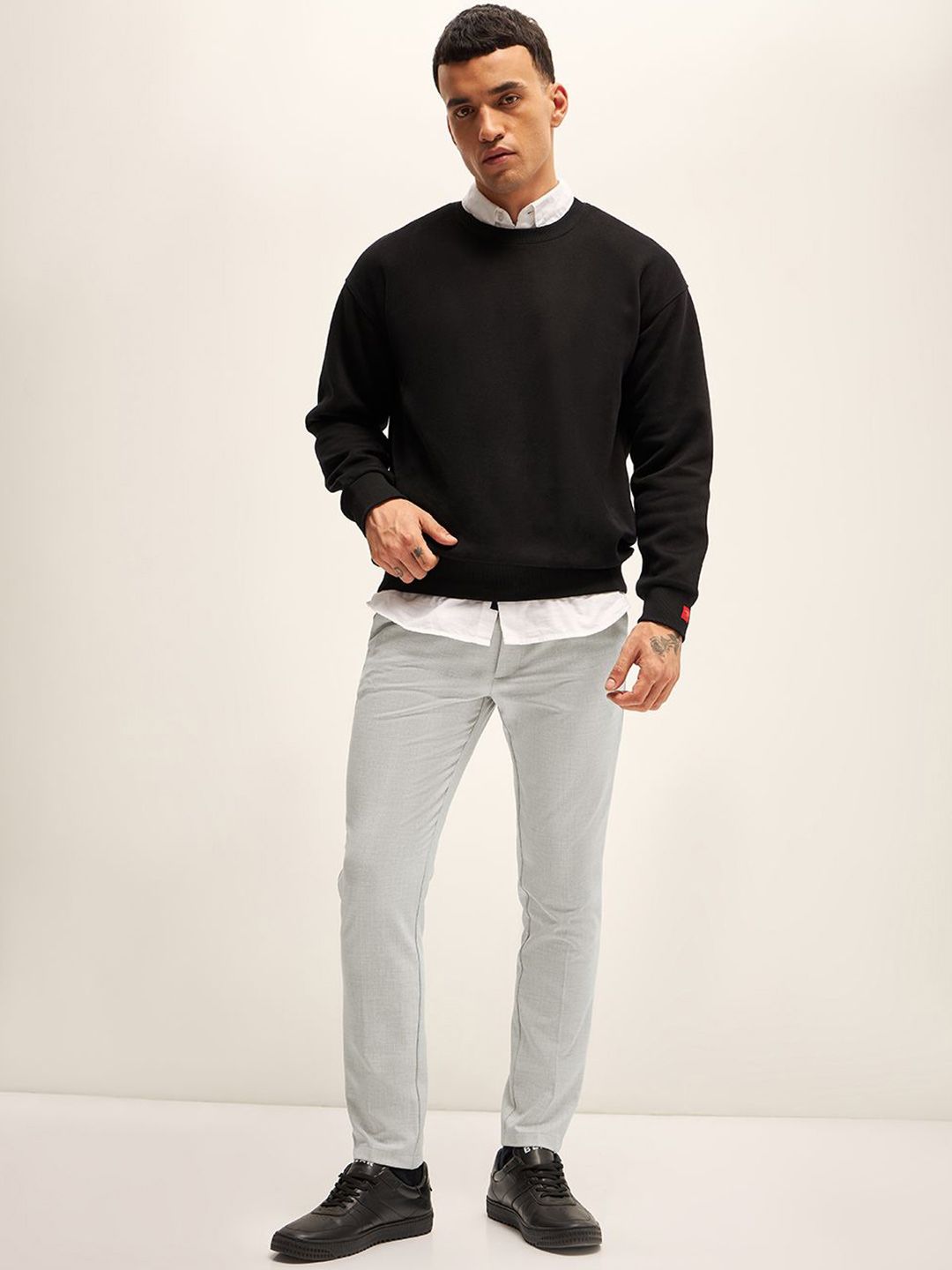 THE BEAR HOUSE Men Slim Fit Pleated Trousers