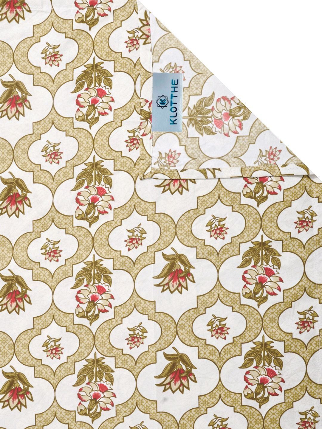 KLOTTHE Yellow & White Printed 300 TC Double Bedsheet With 2 Pillow Covers- 2.5 m x 2.25 m