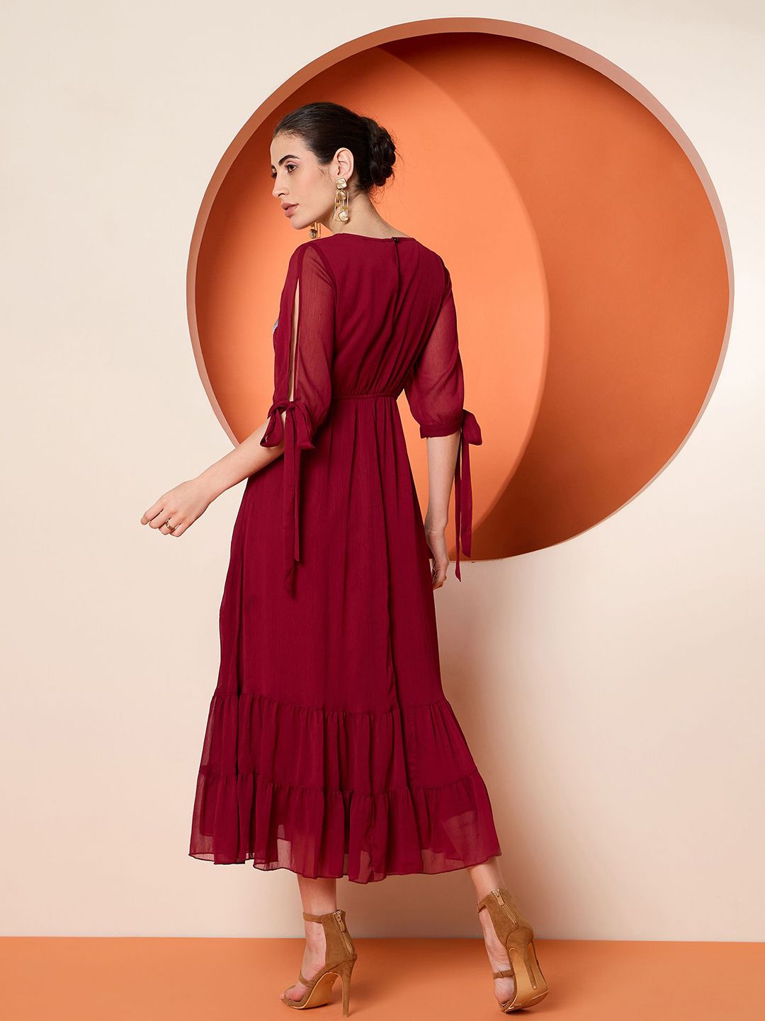 Antheaa Women Embroidered A-Line Maxi Dress