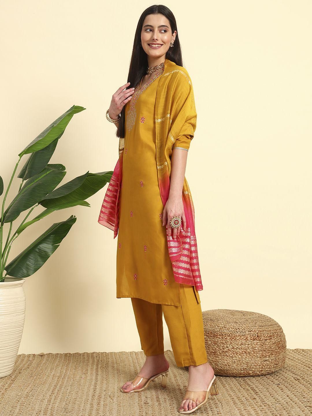 KALINI Women Embroidered A-Line Kurta Set