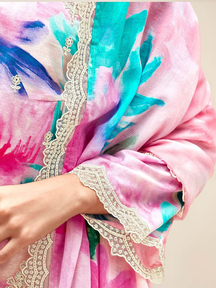 Indo Era Women Floral Embroidered Regular Thread Work Kurta with Trousers & With Dupatta