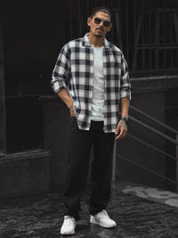 Powerlook Men Spread Collar Tartan Checked Casual Shirt