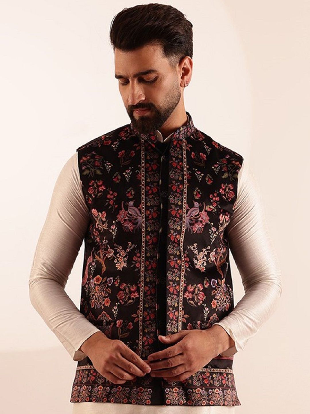 SOJANYA Jaket Nehru Bercetak