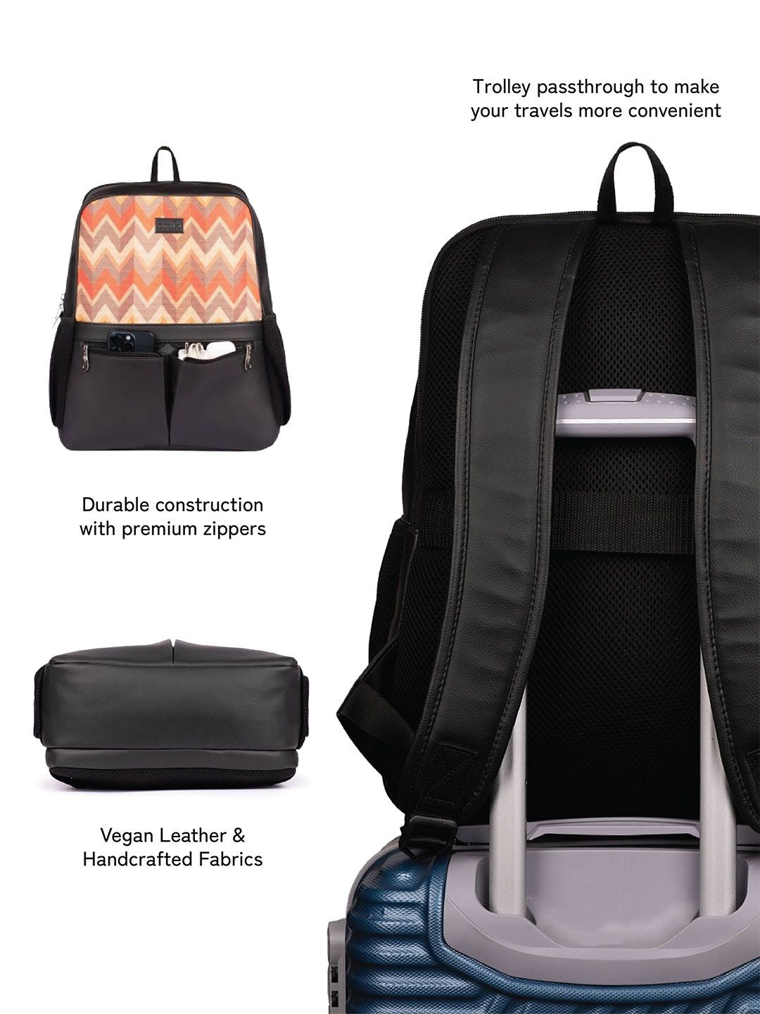 ZOUK Unisex Textured Synthetic Backpacks