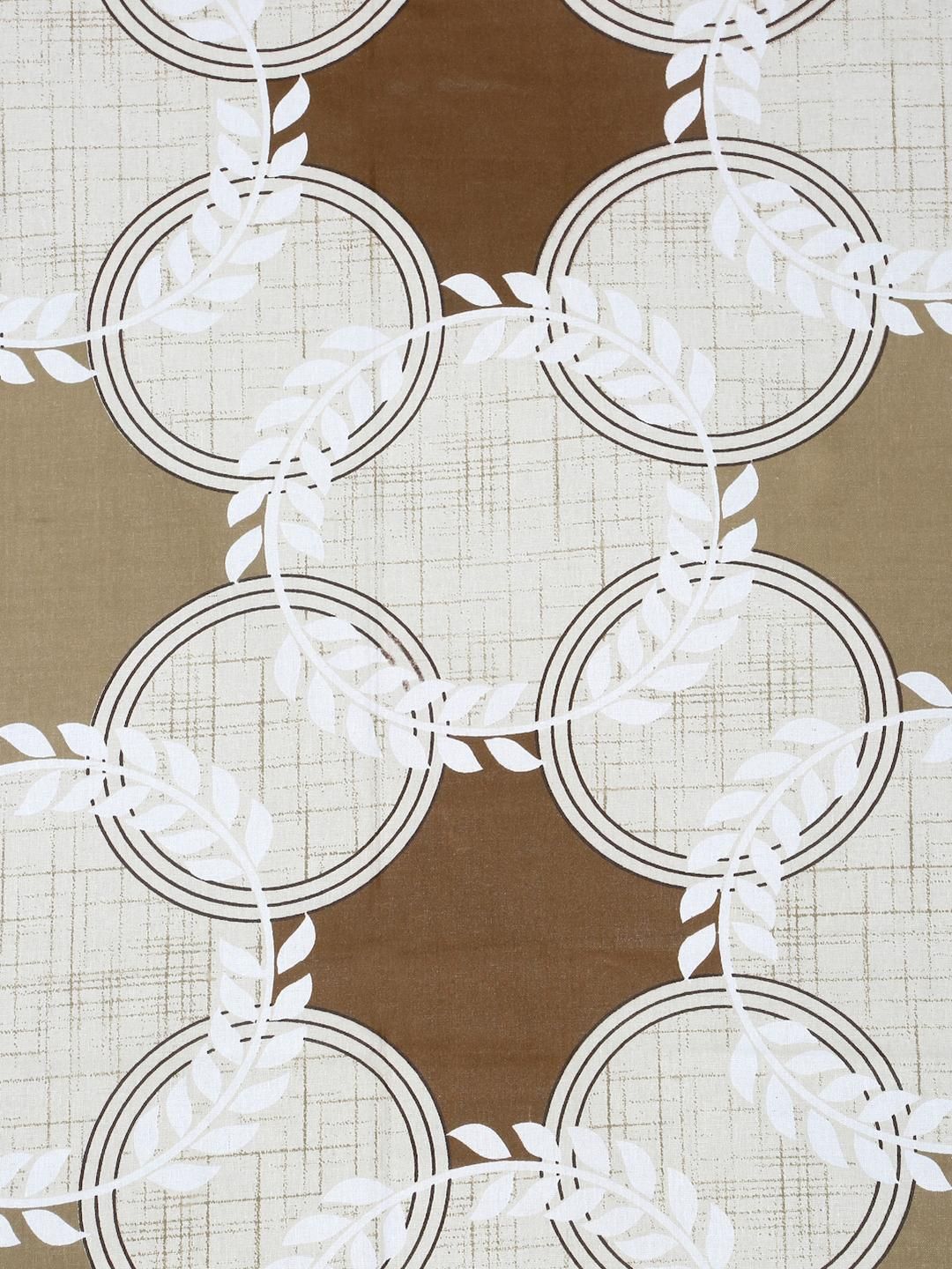 KLOTTHE Beige Geometric 400 TC King Bedsheet with 2 Pillow Covers