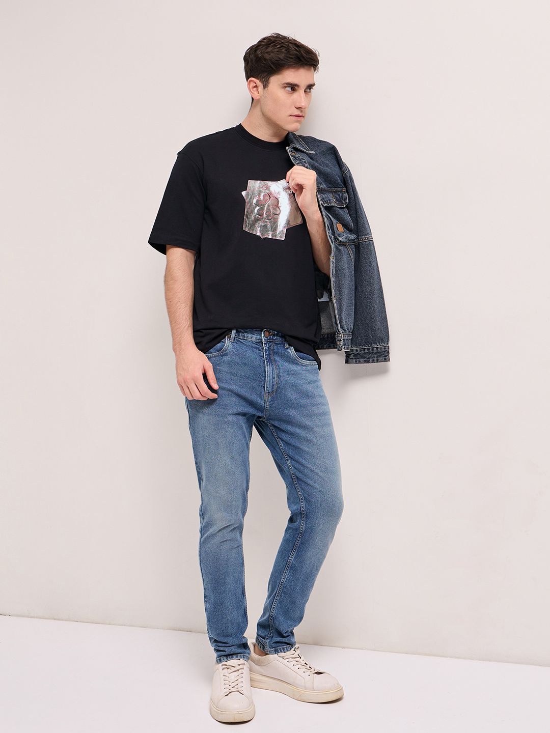 THE BEAR HOUSE Men Graphic Printed Round Neck Pure Cotton Oversized T-shirt