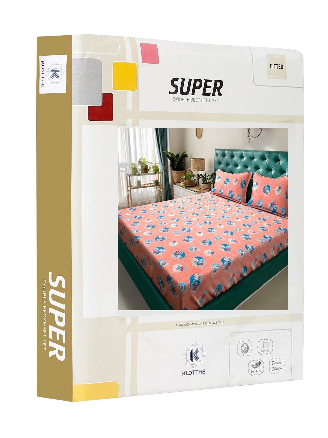 Buku KLOTTHE Lipat Oren Perbualan Kapas Tulen Rasa Lembut 400 TC Dilengkapi Cadar King Halus dengan 2 Sarung Bantal-98 x 89 inci
