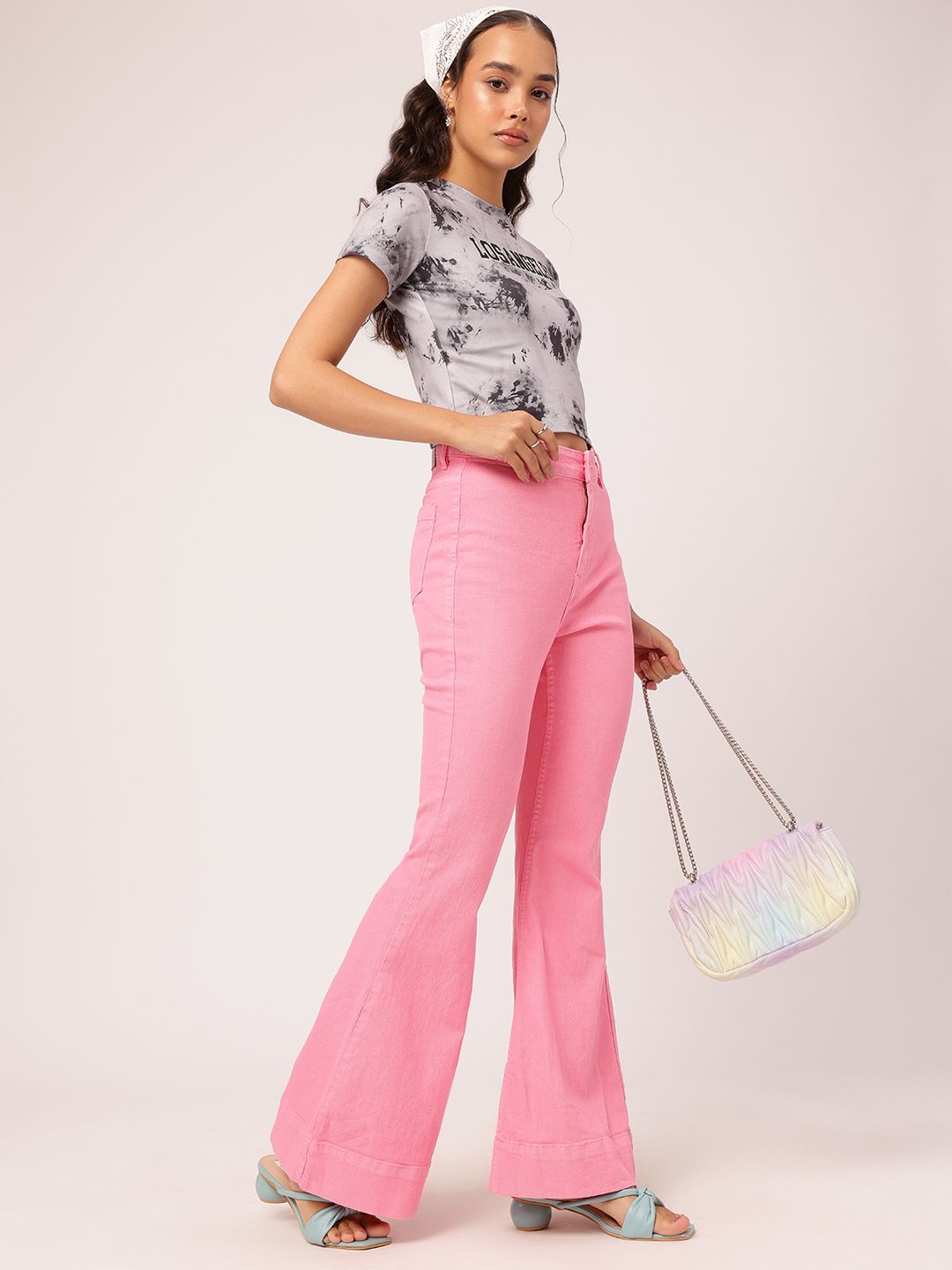 DressBerry LA City Chic Printed Dyed Crop T-shirt