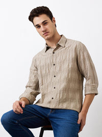 SPYKAR Men Spread Collar Textured Cotton Casual Shirt