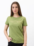 SPYKAR Women Regular Fit Graphic Printed Round Neck Cotton T-shirt