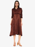 RAREISM Shirt Collar A-Line Midi Dress