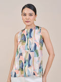 AND Women Abstract Printed Mandarin Collar Top