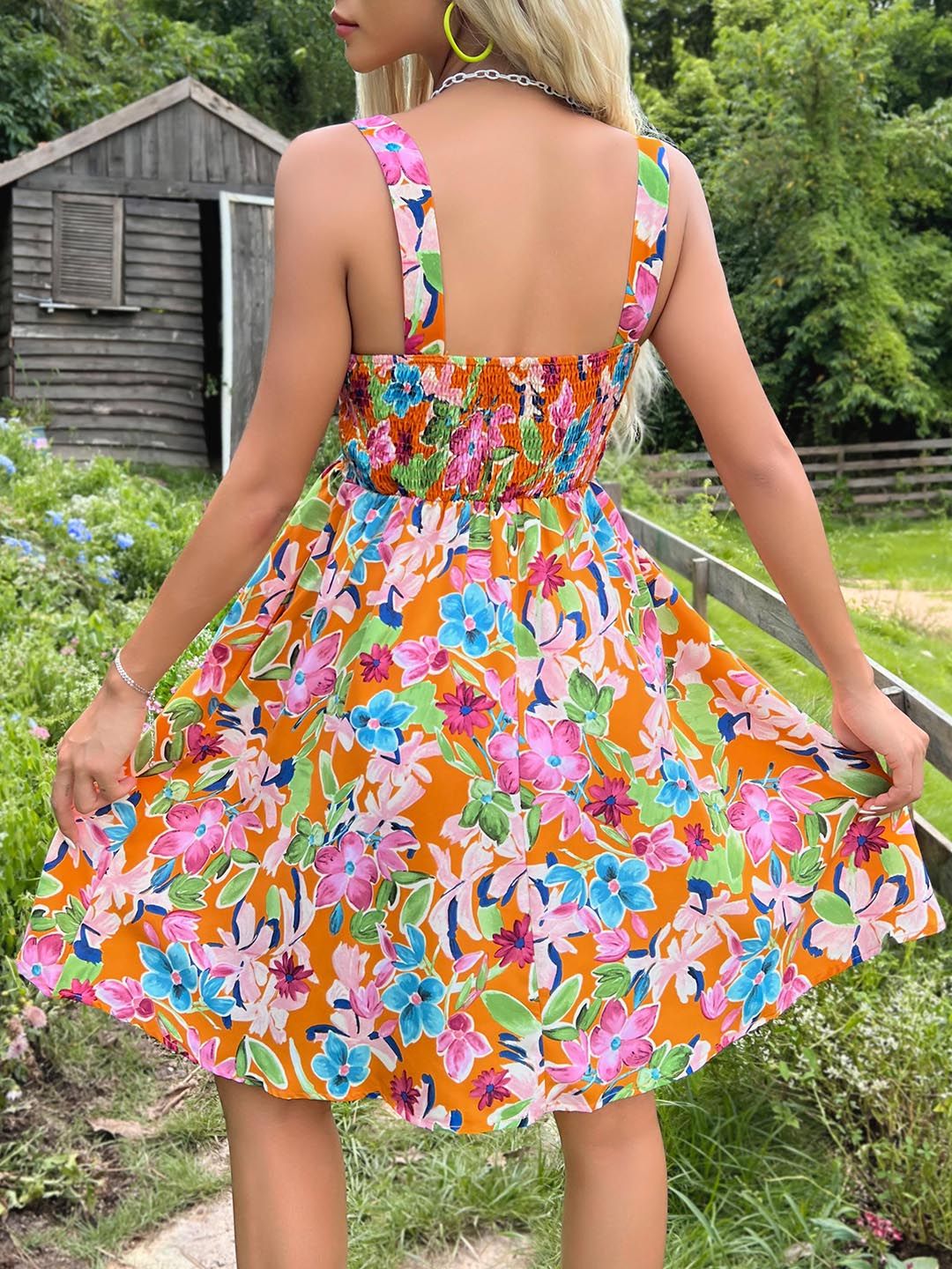 DressBerry Floral Print Fit & Flare Dress