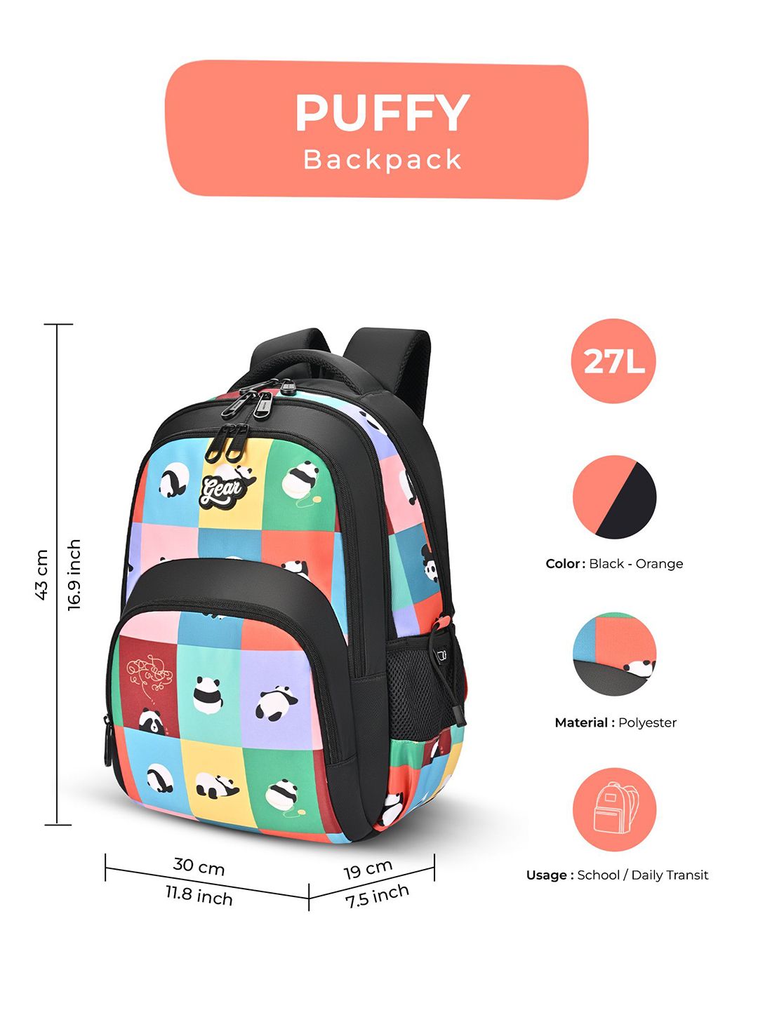 Gear Unisex Colourblocked Backpack