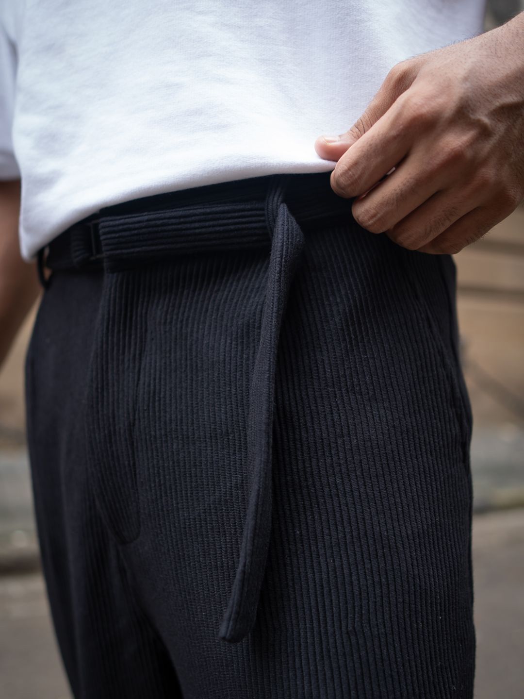 Powerlook Men Baggy Fit Corduroy Pleated Trousers