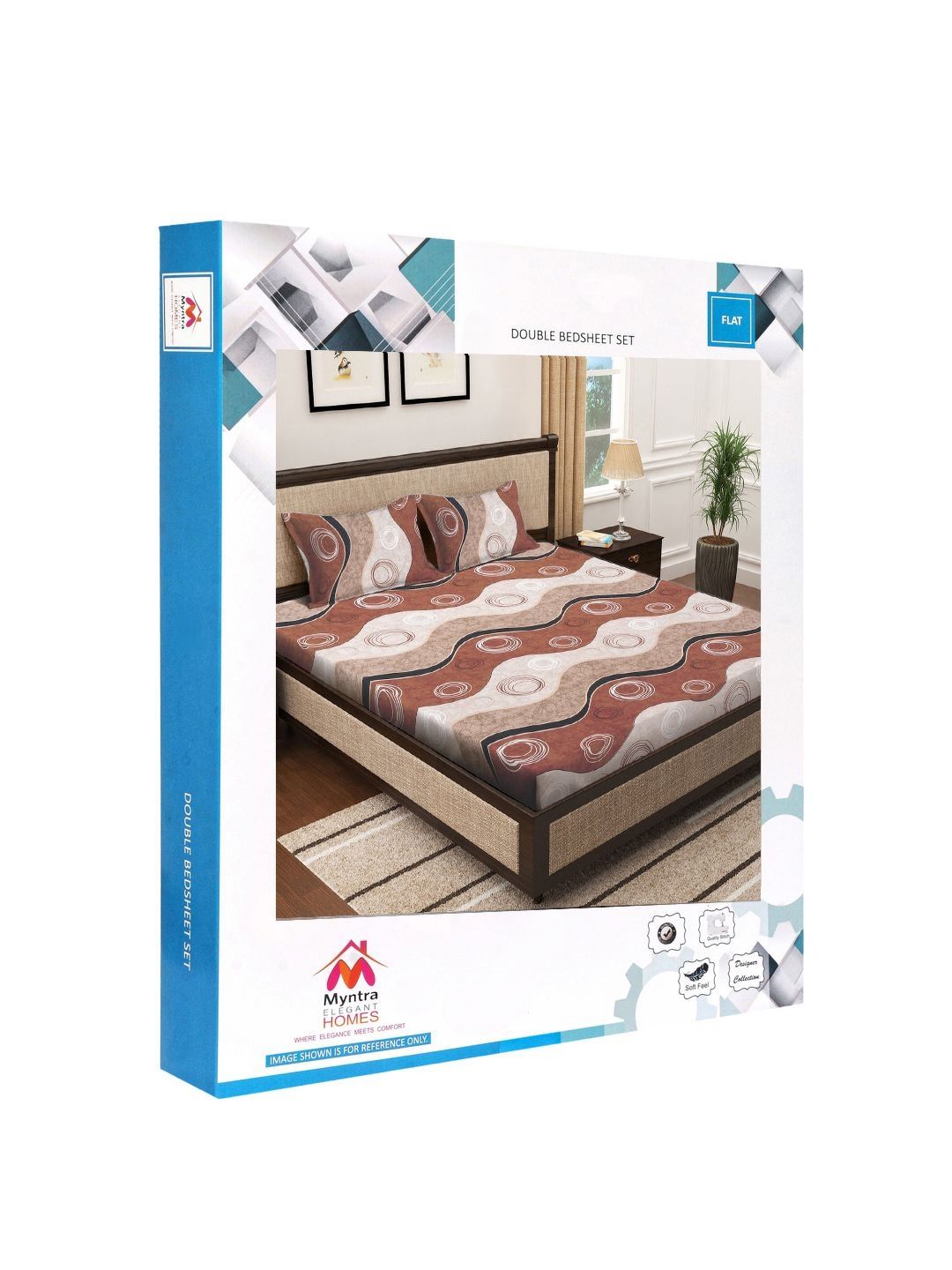 Myntra Elegant Homes Brown & White Printed 300 TC King Bedsheet Set 2.50 m x 2.20m