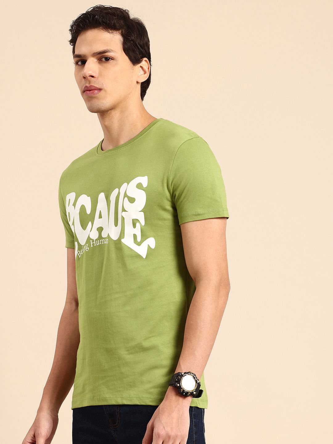 Being Human Typography Printed Pure Cotton T-shirt