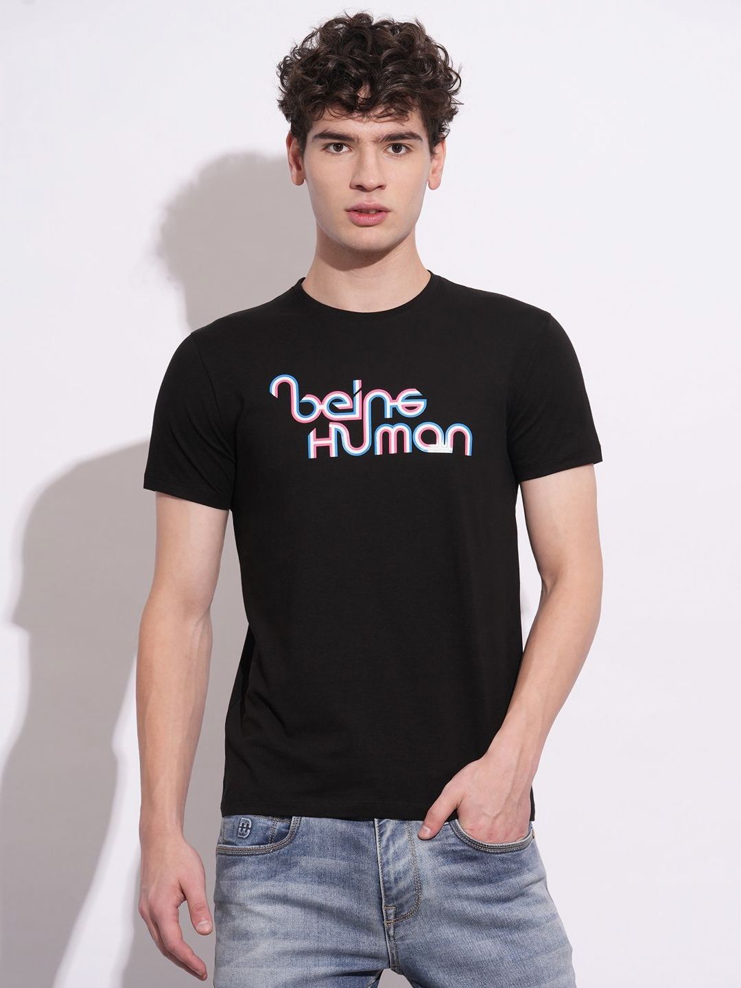 Being Human Men Brand Logo Printed Slim Fit T-shirt