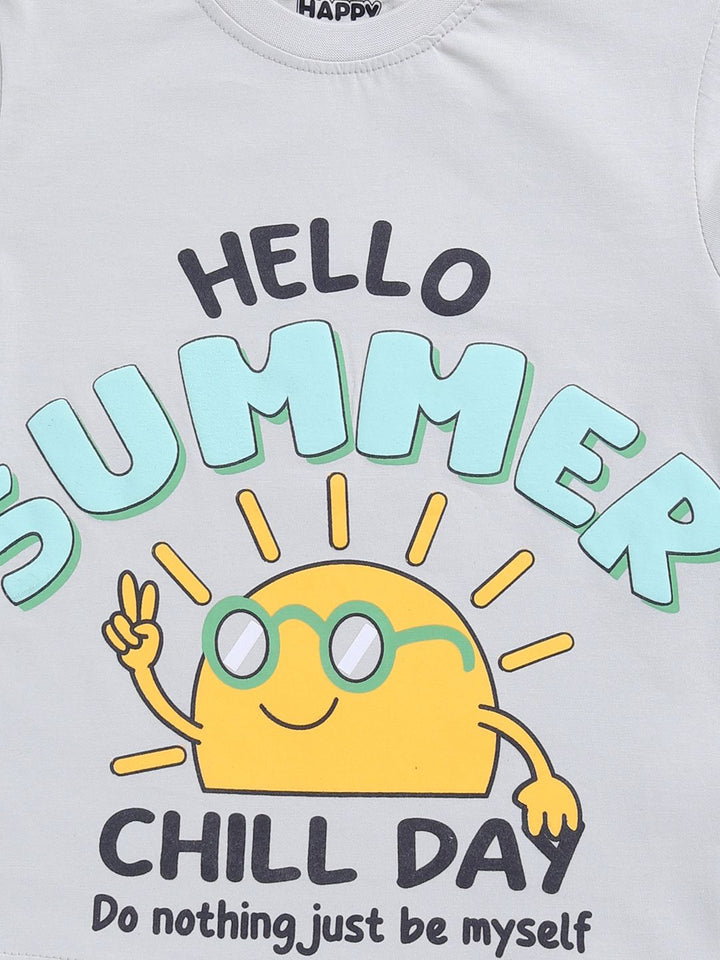 Happy Faces Boys Typography Printed Pure Cotton T-shirt