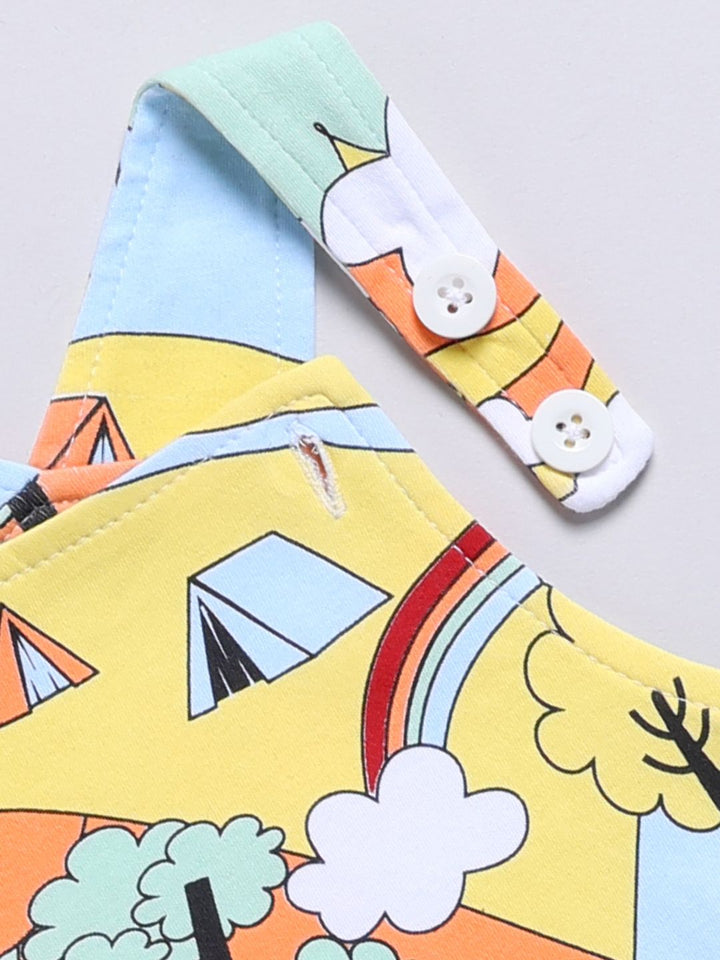 Moms Love Infant Boys Graphic Printed Cotton Dungaree & Sweatshirt