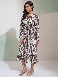 Vishudh Floral Printed Fit & Flare Midi Dress