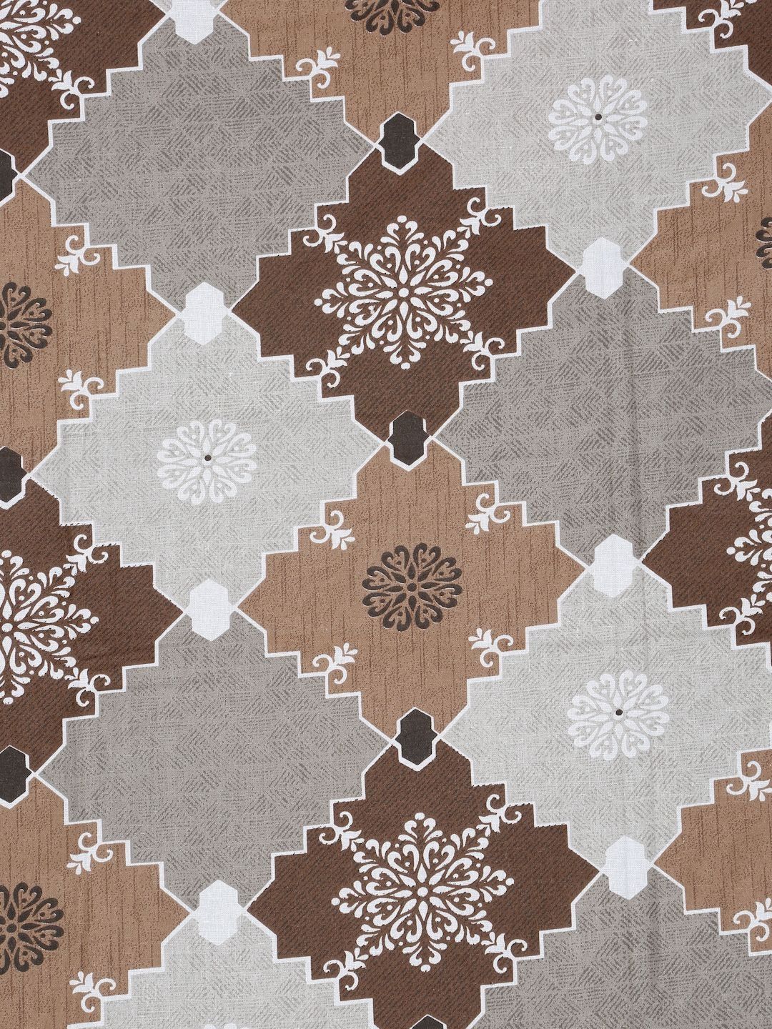Myntra Elegant Homes Brown Geometric Pure Cotton 400TC Fitted King Bedsheet Set-2.5mX2.2m