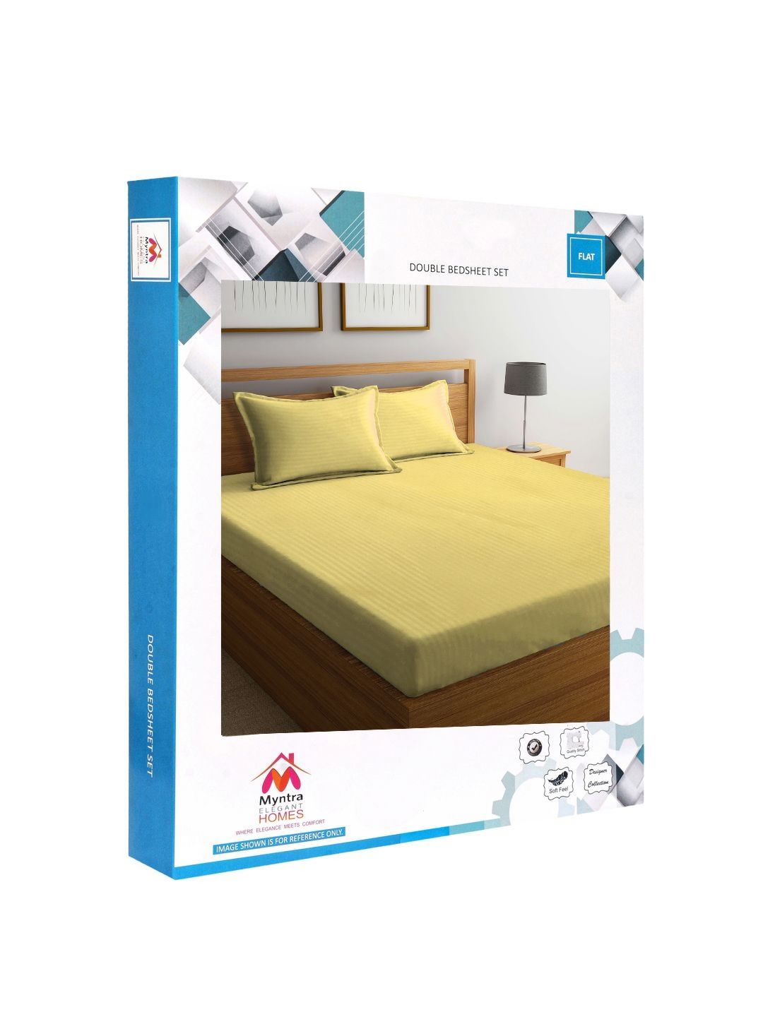 Myntra Elegant Homes Berjalur Kuning 300 TC Set Cadar King 2.50 m x 2.25 m