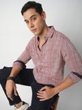 VASTRADO Men Classic Spread Collar Tartan Checked Cotton Slim Fit Casual Shirt