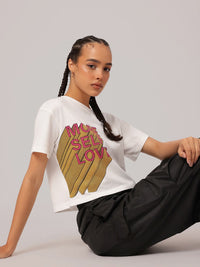 DressBerry Kaleido-Kick Printed Crop Boxy T-shirt