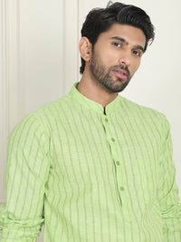 Jompers Striped Mandarin Collar Pure Cotton Straight Kurtas