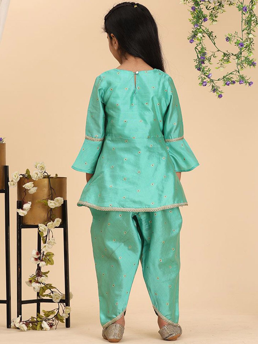Cutiekins Girls Empire Gotta Patti Kurta with Dhoti Pants