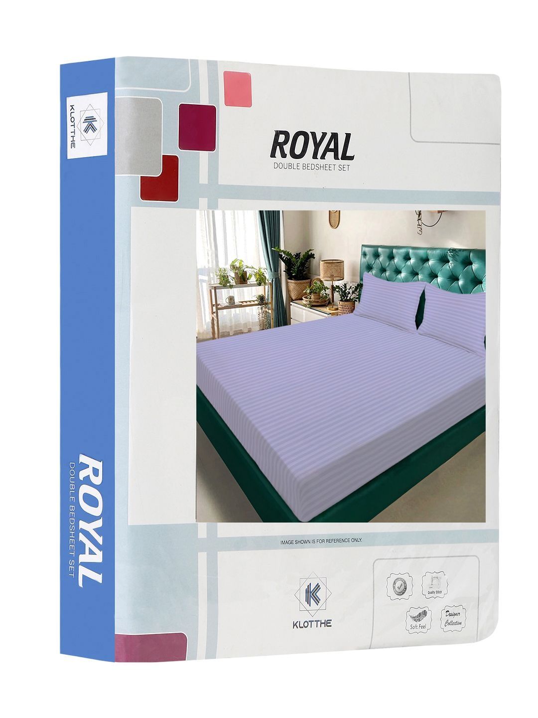 KLOTTHE Lavender Striped 300 TC King Size Bedsheet with 2 Pillow Covers