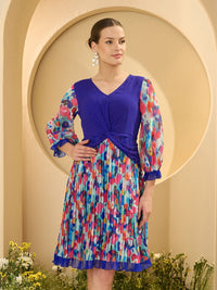 Antheaa Floral Print Chiffon Fit & Flare Dress