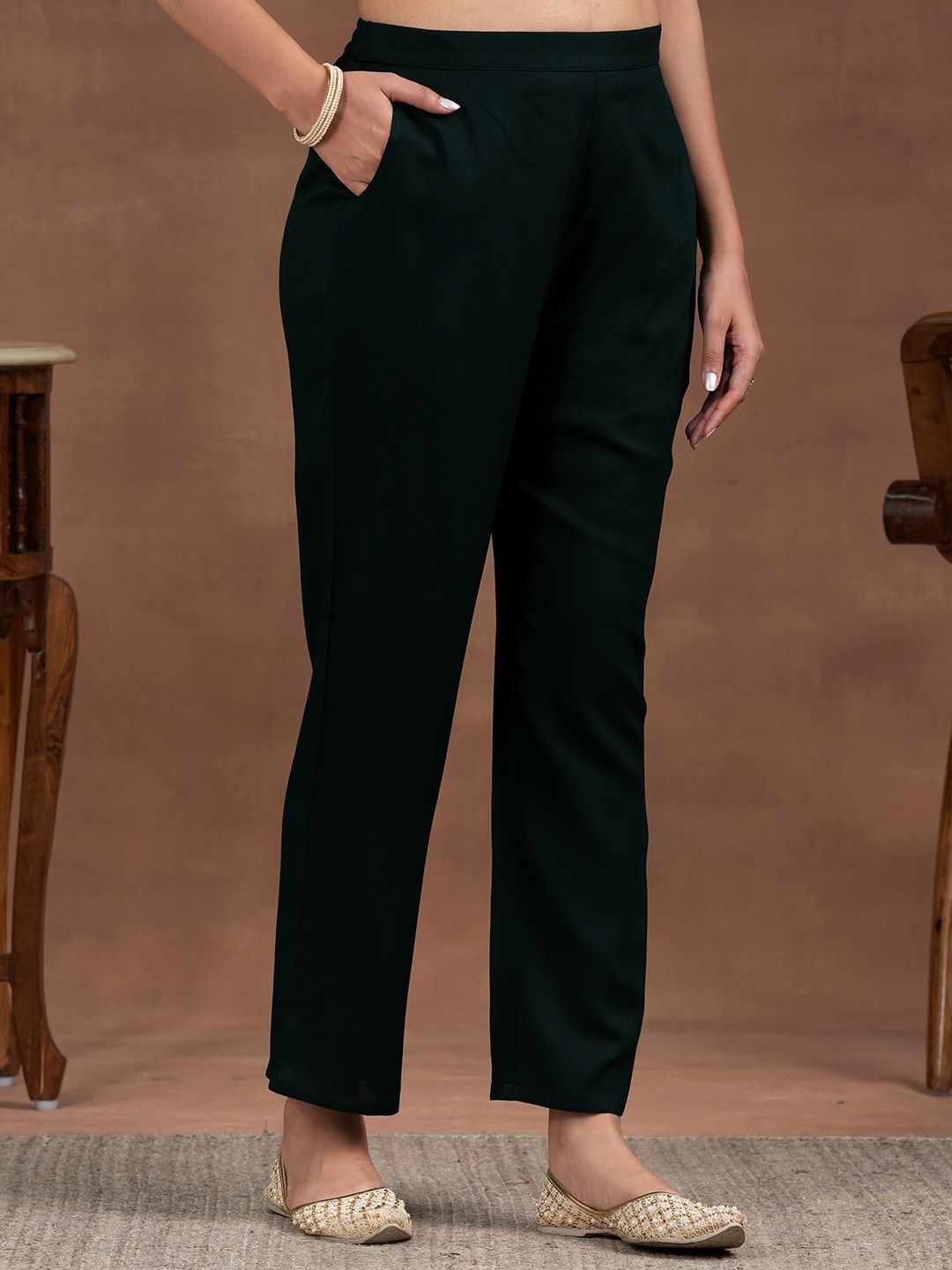 Libas Floral Embroidered Yoke Design Zari Straight Kurta with Trousers