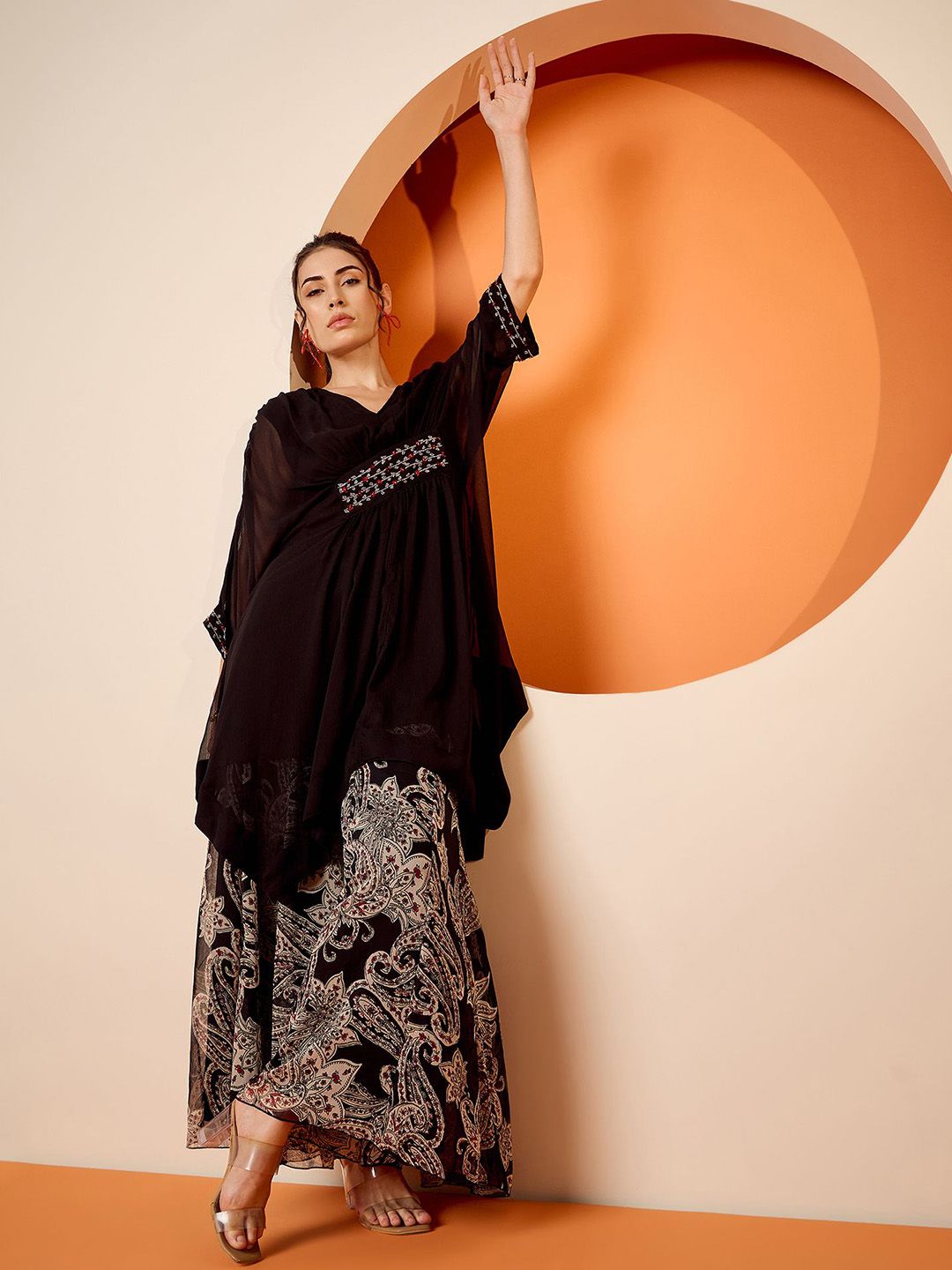 Antheaa Embellished Top & Palazzo