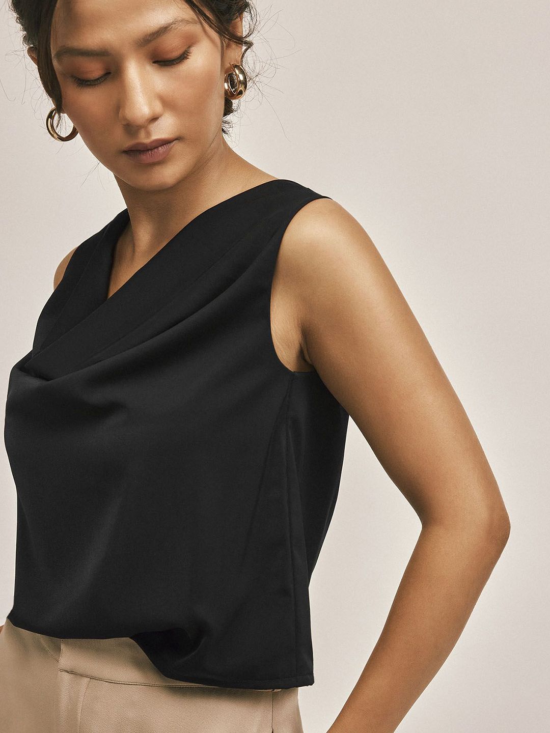 The Label Life Women Solid Cowl Neck Top