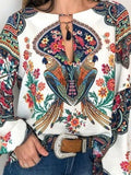 all about you Women Floral Printed Keyhole Neck Puff Sleeve Top