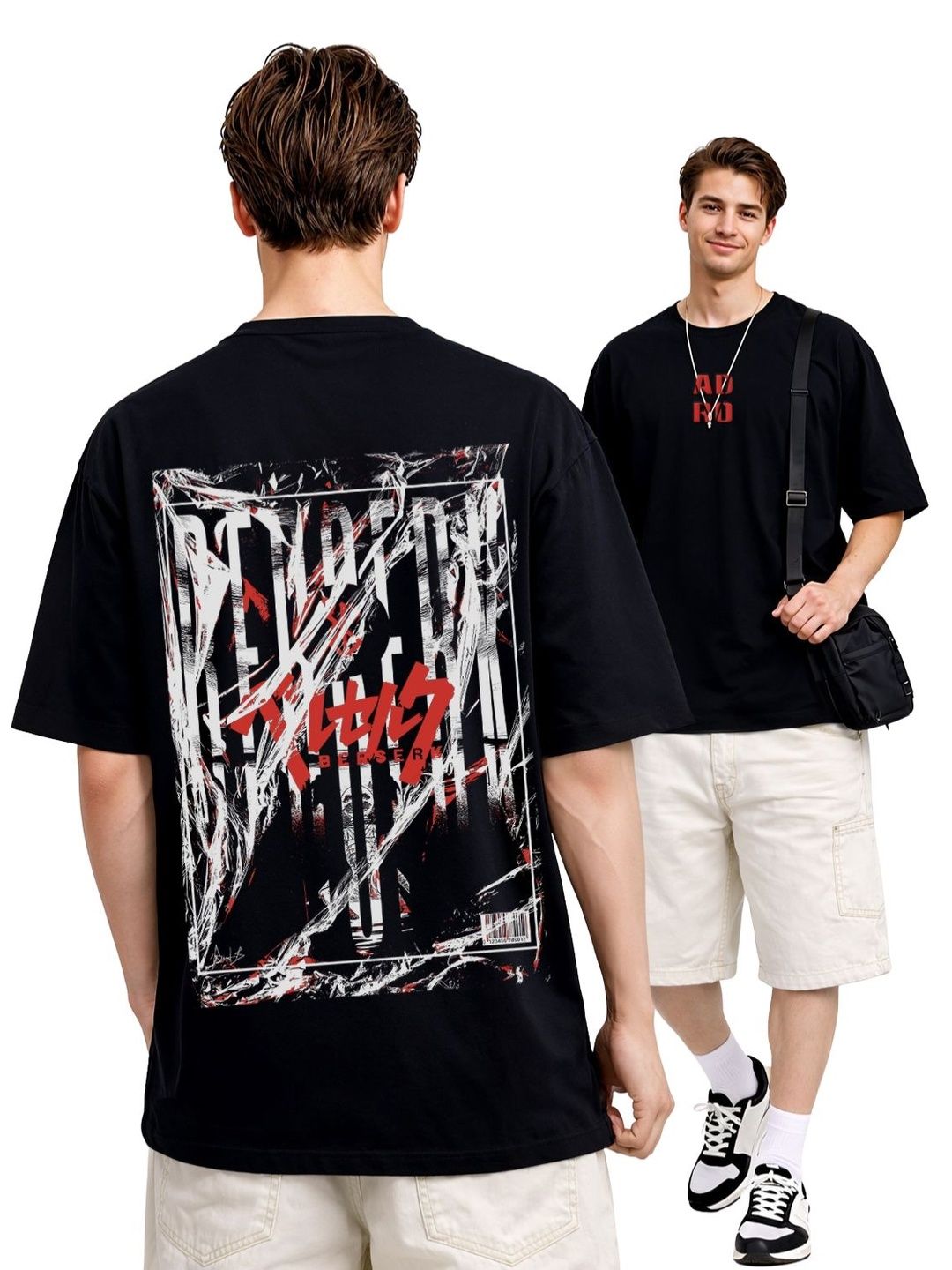ADRO Men Printed Drop-Shoulder Sleeves T-shirt