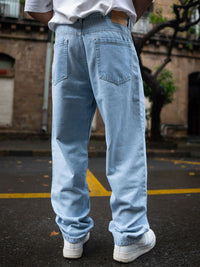 Powerlook Men Cotton Relaxed Fit Mildly Distressed Light Fade Jeans
