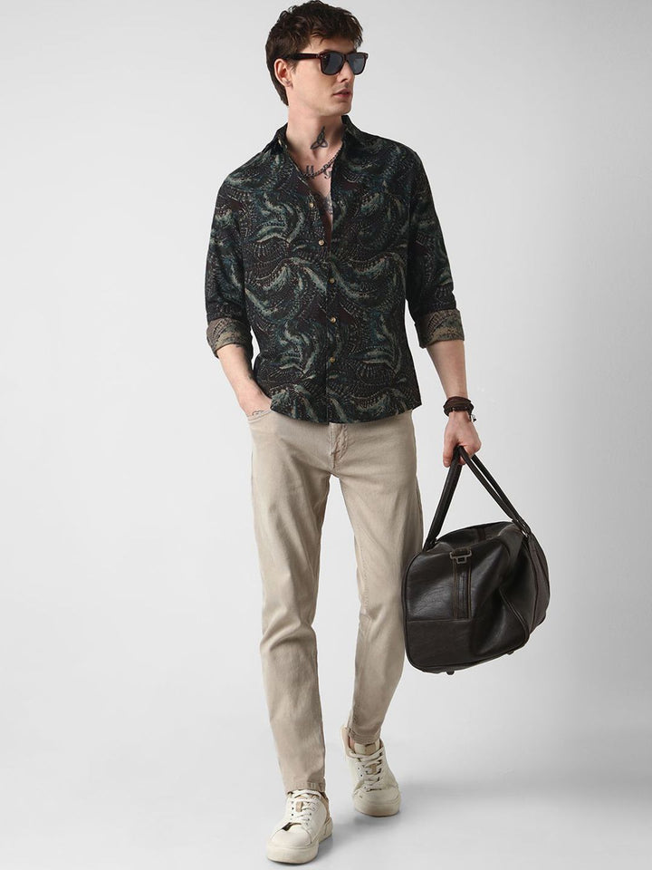 VASTRADO Men Classic Slim Fit Floral Opaque Printed Casual Shirt